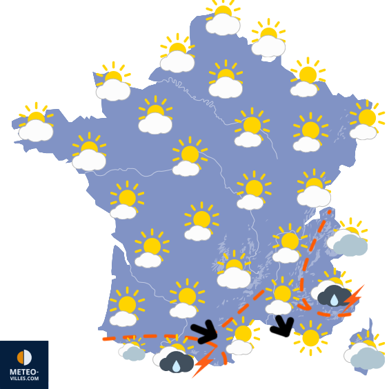 Carte de prévisions du temps du Mercredi 27 mai 2026