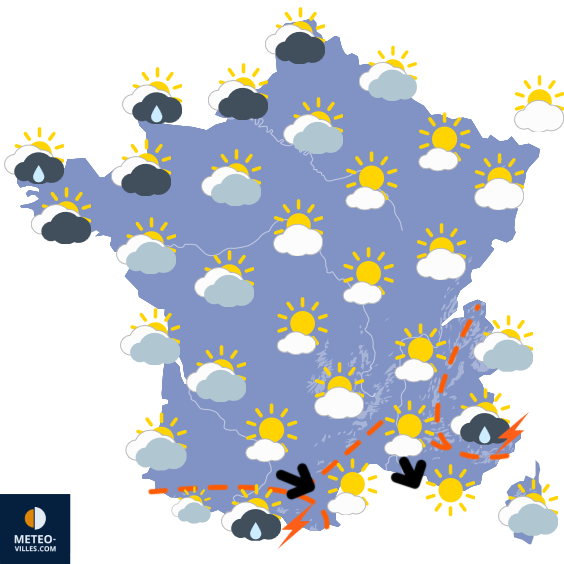 Carte de prévisions du temps du Vendredi 29 mai 2026