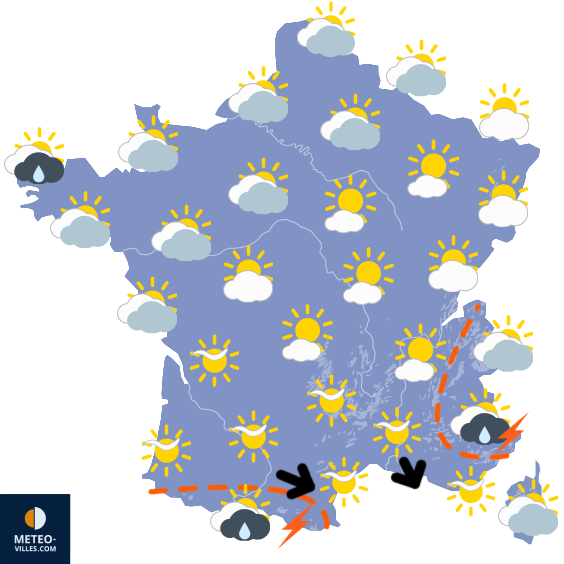 Carte de prévisions du temps du Samedi 30 mai 2026