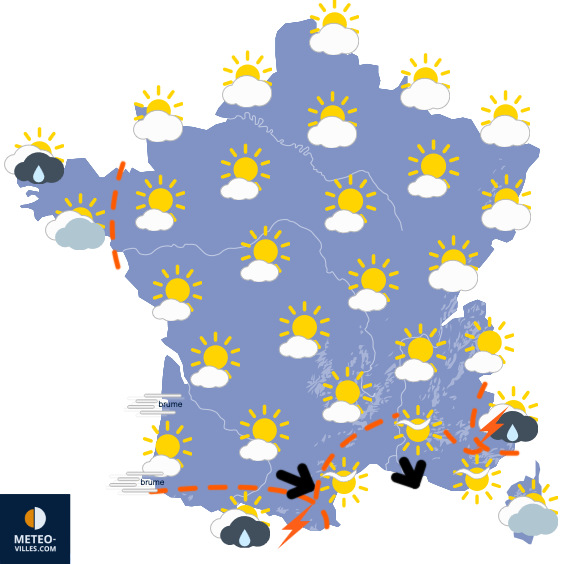 Carte de prévisions du temps du Lundi 1 juin 2026