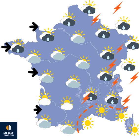 Carte de prévisions du temps du Mercredi 27 mai 2026