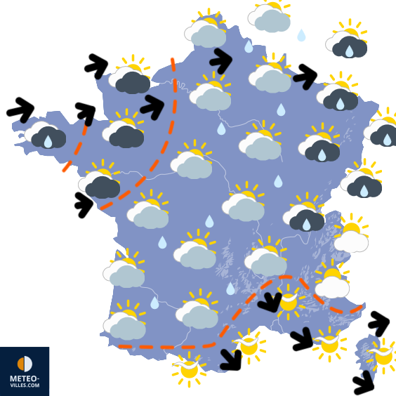 Carte de prévisions du temps du Lundi 1 juin 2026
