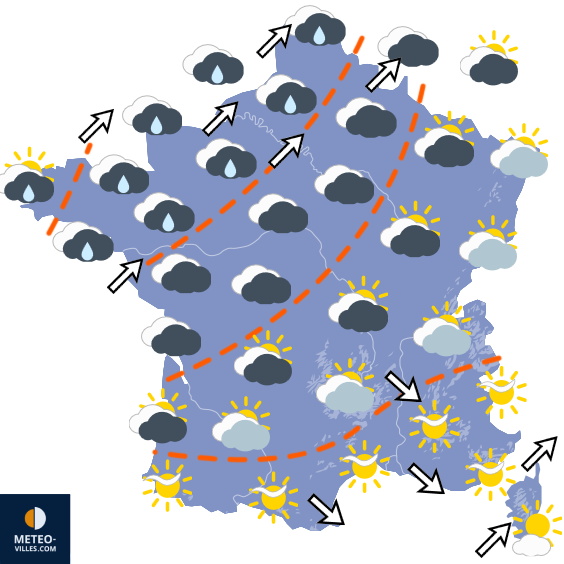 Carte de prévisions du temps du Mardi 2 juin 2026
