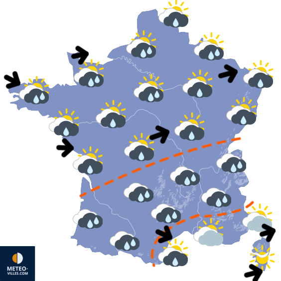 Carte de prévisions du temps du Lundi 1 juin 2026