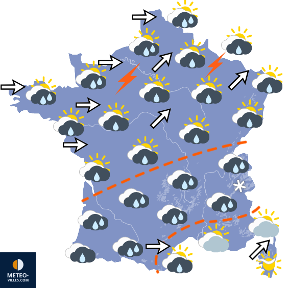 Carte de prévisions du temps du Mardi 2 juin 2026
