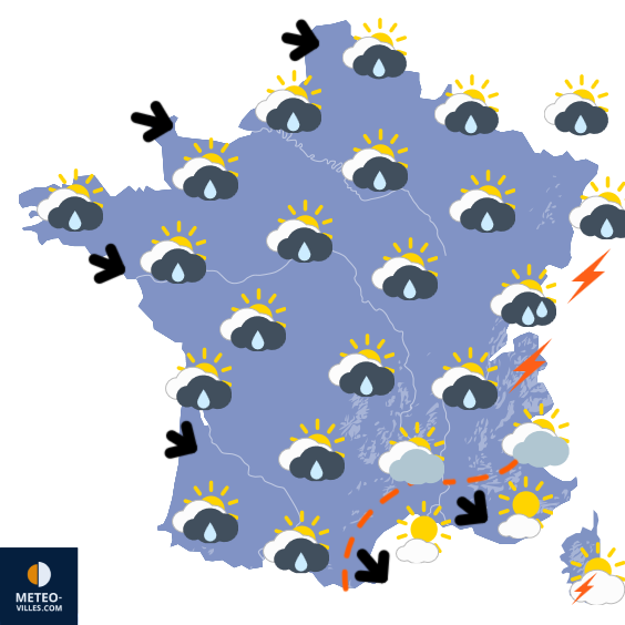 Carte de prévisions du temps du Lundi 1 juin 2026