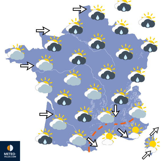 Carte de prévisions du temps du Mercredi 3 juin 2026