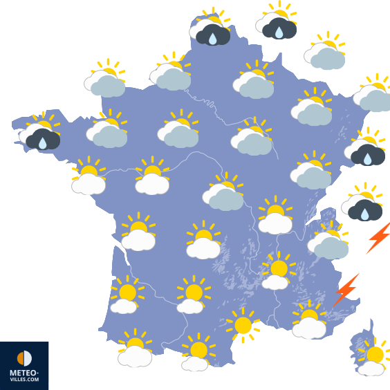 Carte de prévisions du temps du Lundi 1 juin 2026