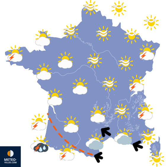 Carte de prévisions du temps du Samedi 30 mai 2026