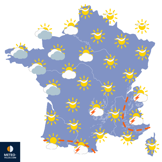 Carte de prévisions du temps du Lundi 1 juin 2026