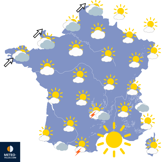 Carte de prévisions du temps du Mercredi 3 juin 2026