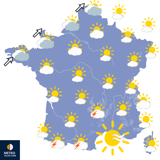 Carte de prévisions du temps du Jeudi 4 juin 2026