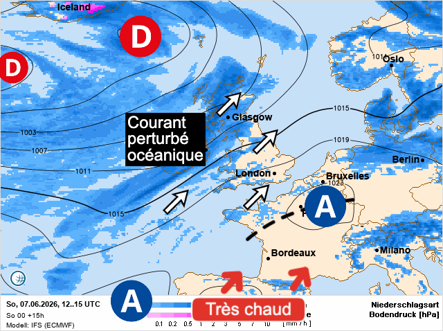 Carte de prévisions d'europe du Dimanche 7 juin 2026