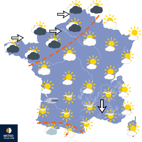 Carte de prévisions du temps du Dimanche 7 juin 2026
