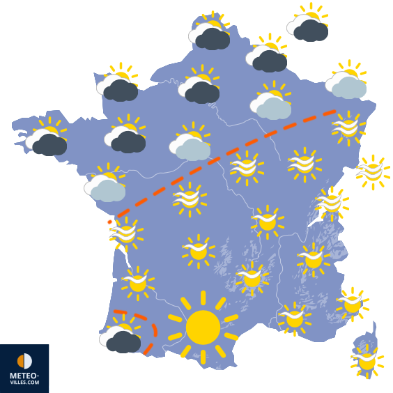 Carte de prévisions du temps du Mardi 2 juin 2026