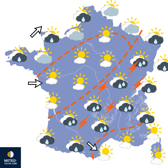 Carte de prévisions du temps du Mercredi 3 juin 2026