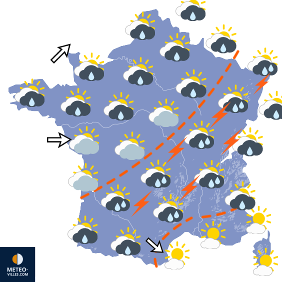 Carte de prévisions du temps du Jeudi 4 juin 2026