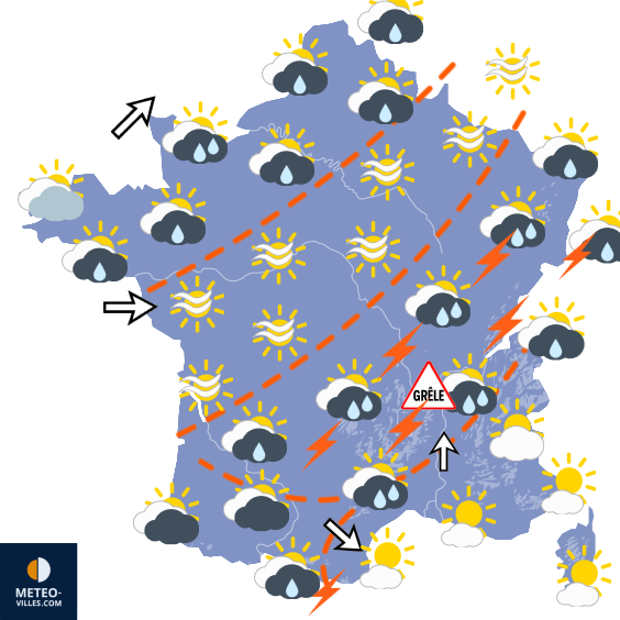 Carte de prévisions du temps du Samedi 6 juin 2026