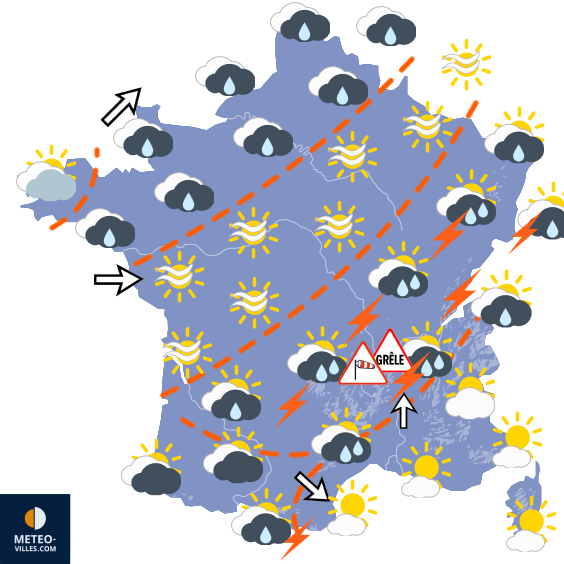 Carte de prévisions du temps du Dimanche 7 juin 2026