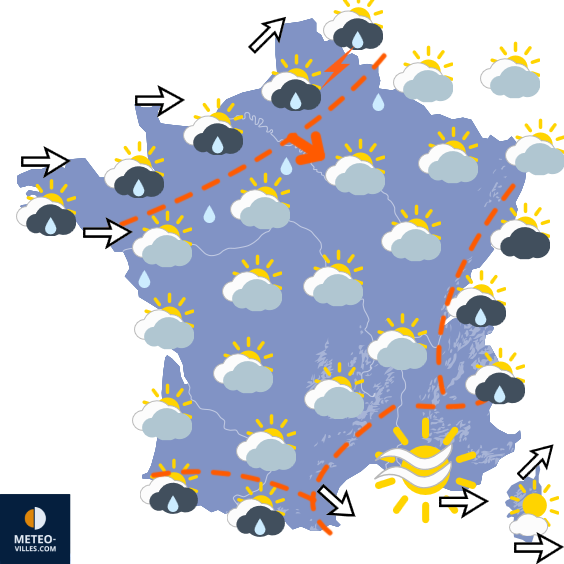 Carte de prévisions du temps du Mardi 9 juin 2026
