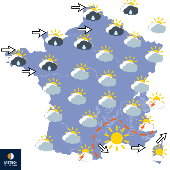 Carte de prévisions du temps du Vendredi 5 juin 2026