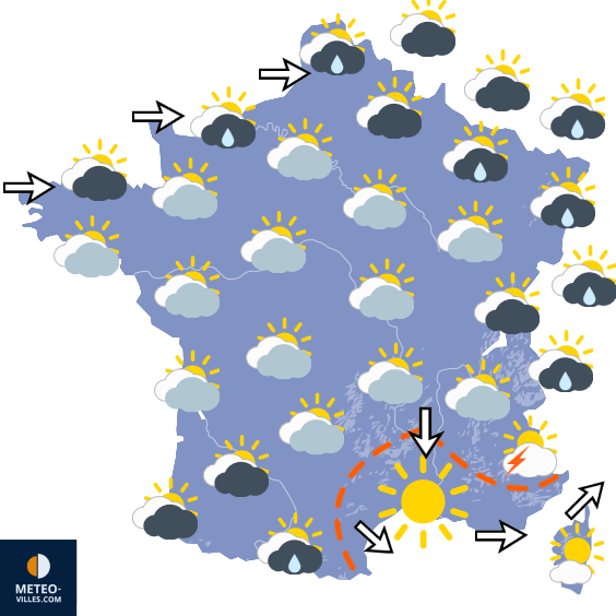 Carte de prévisions du temps du Dimanche 7 juin 2026