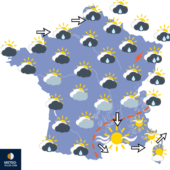 Carte de prévisions du temps du Mardi 9 juin 2026