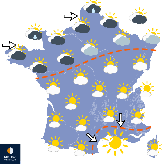 Carte de prévisions du temps du Dimanche 7 juin 2026