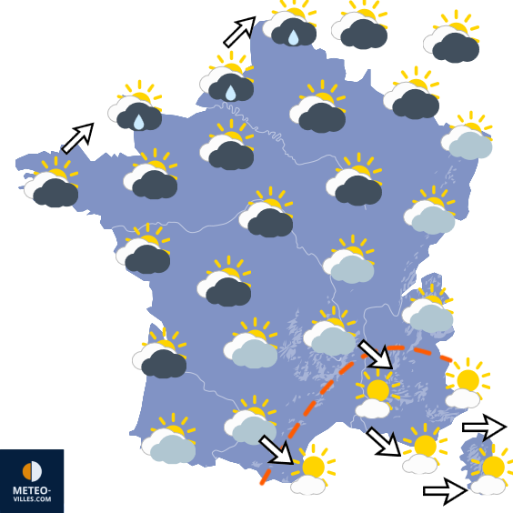 Carte de prévisions du temps du Lundi 8 juin 2026