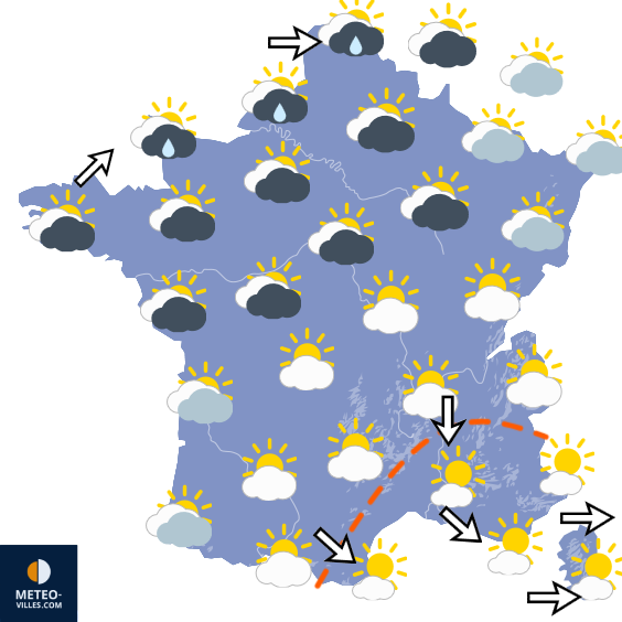 Carte de prévisions du temps du Mardi 9 juin 2026