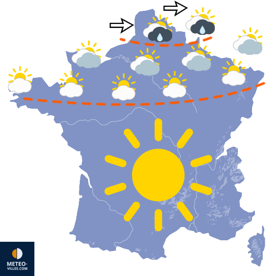 Carte de prévisions du temps du Lundi 8 juin 2026