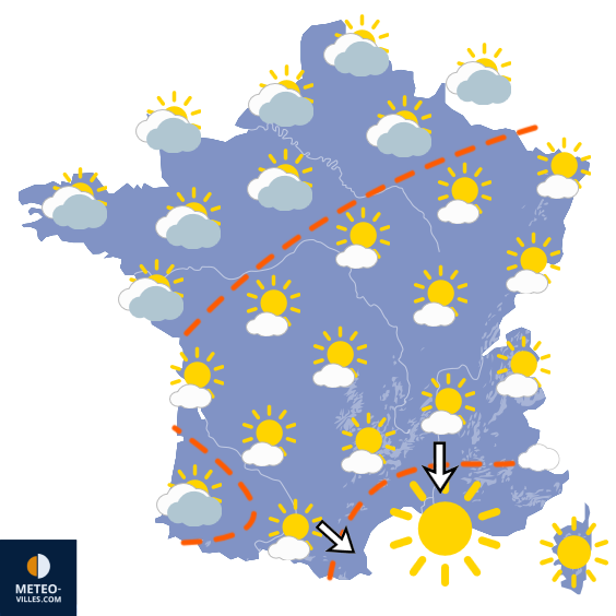 Carte de prévisions du temps du Samedi 13 juin 2026