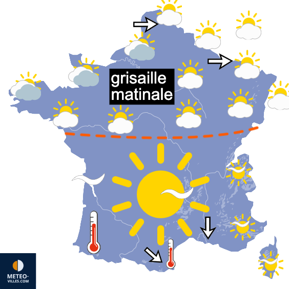 Carte de prévisions du temps du Mardi 9 juin 2026