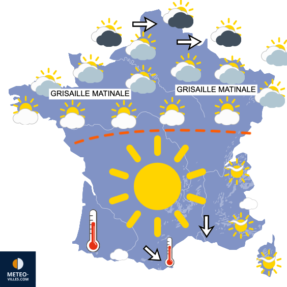 Carte de prévisions du temps du Mercredi 10 juin 2026