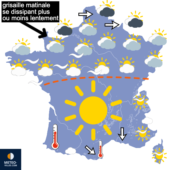 Carte de prévisions du temps du Vendredi 12 juin 2026