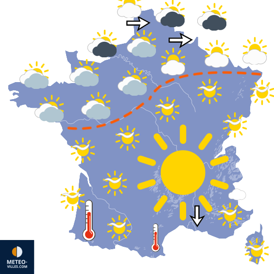 Carte de prévisions du temps du Samedi 13 juin 2026