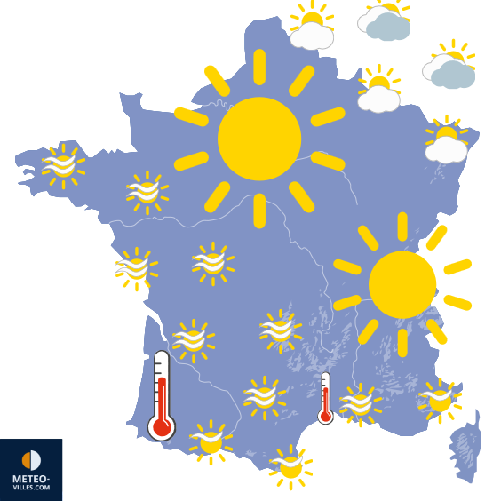 Carte de prévisions du temps du Mardi 9 juin 2026