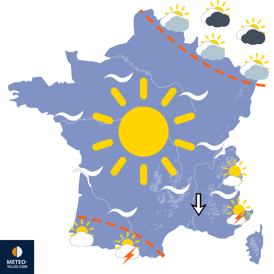 Carte de prévisions du temps du Samedi 13 juin 2026