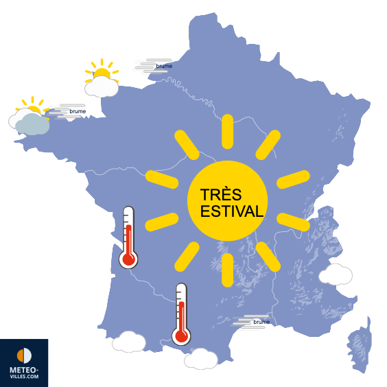 Carte de prévisions du temps du Mardi 9 juin 2026