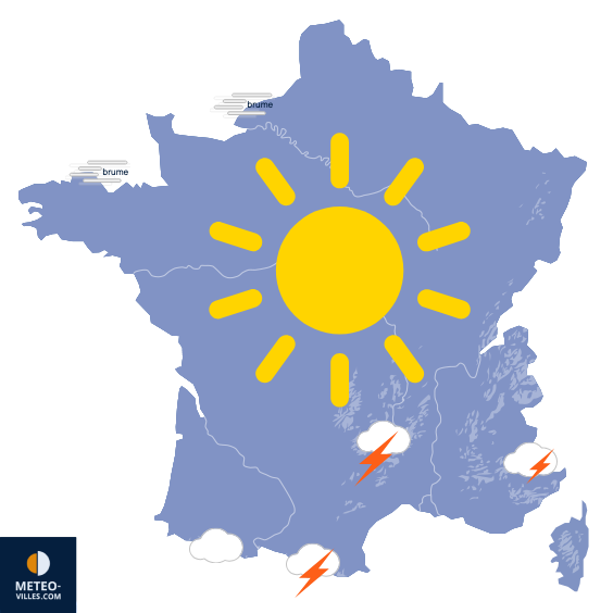 Carte de prévisions du temps du Mercredi 10 juin 2026