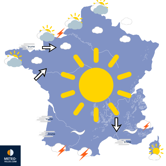 Carte de prévisions du temps du Lundi 15 juin 2026
