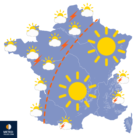 Carte de prévisions du temps du Vendredi 12 juin 2026