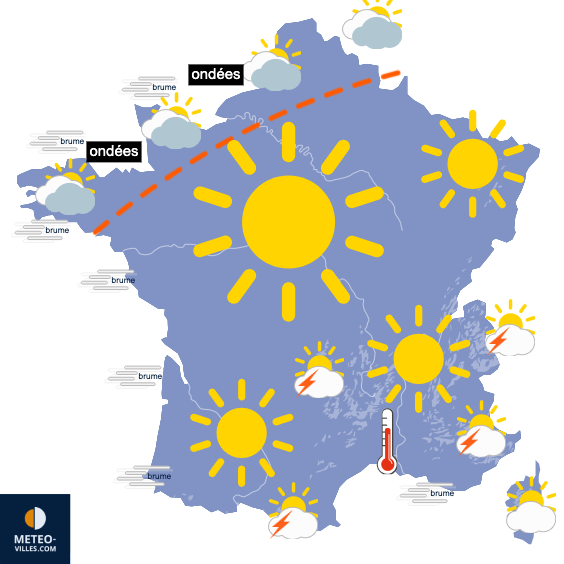 Carte de prévisions du temps du Samedi 13 juin 2026