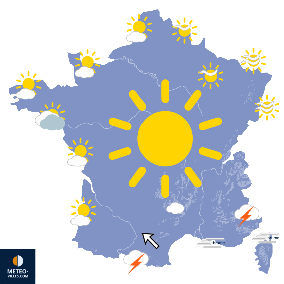 Carte de prévisions du temps du Dimanche 14 juin 2026