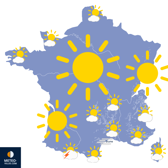 Carte de prévisions du temps du Mardi 16 juin 2026