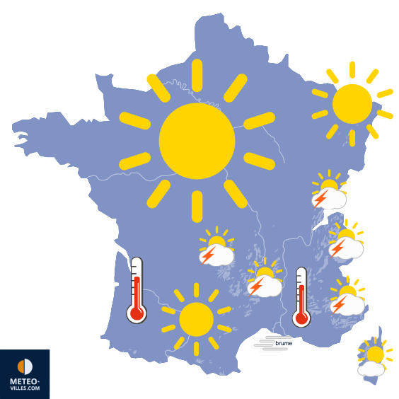 Carte de prévisions du temps du Samedi 13 juin 2026