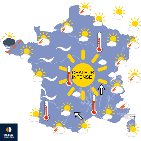 Carte de prévisions du temps du Dimanche 14 juin 2026