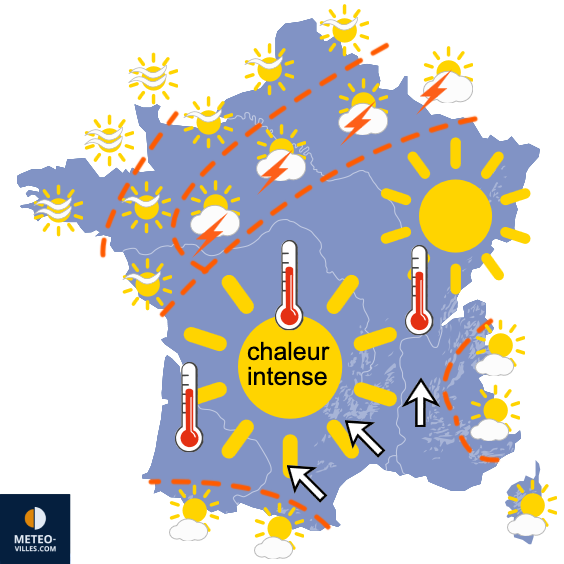 Carte de prévisions du temps du Mardi 16 juin 2026