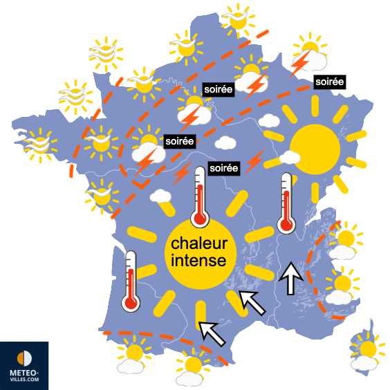 Carte de prévisions du temps du Samedi 20 juin 2026