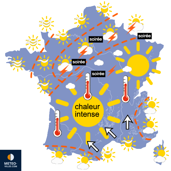 Carte de prévisions du temps du Mercredi 17 juin 2026